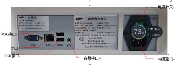 OSTEOKJ3000M、OSTEOKJ3000M+、OSTEOKJ3000S、OSTEOKJ3000S+型號骨密度儀接口示意圖